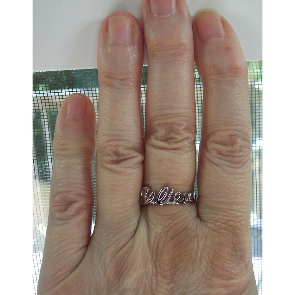 925 Sterling Silver "Believe" Script Ring Inspira… - image 4